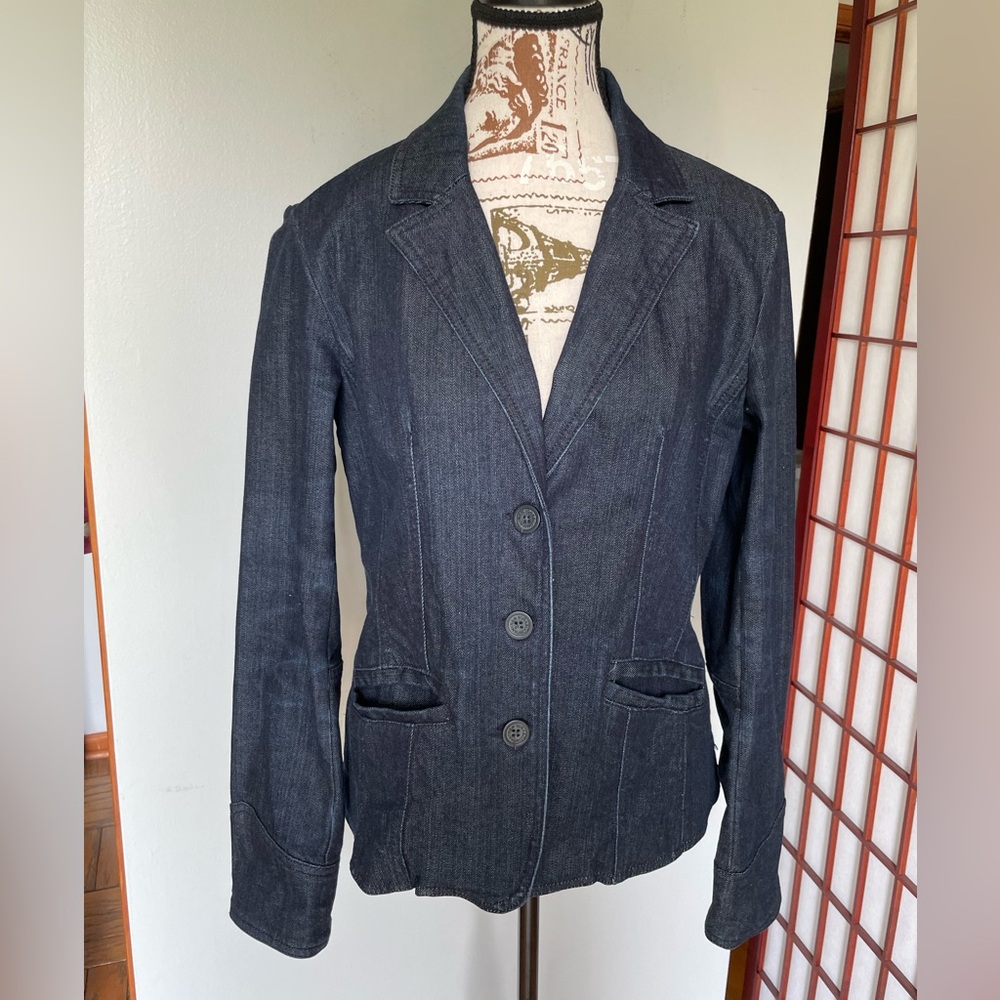 New York & Co. Women's Dark Blue Denim Blazer, Size 10